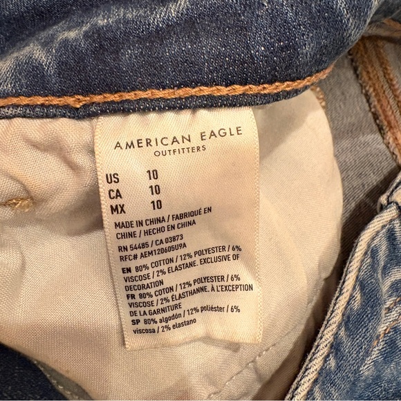 American Eagle Hi Rise Shortie Distressed Denim Shorts Womens Size 10 Festival - Picture 4 of 11